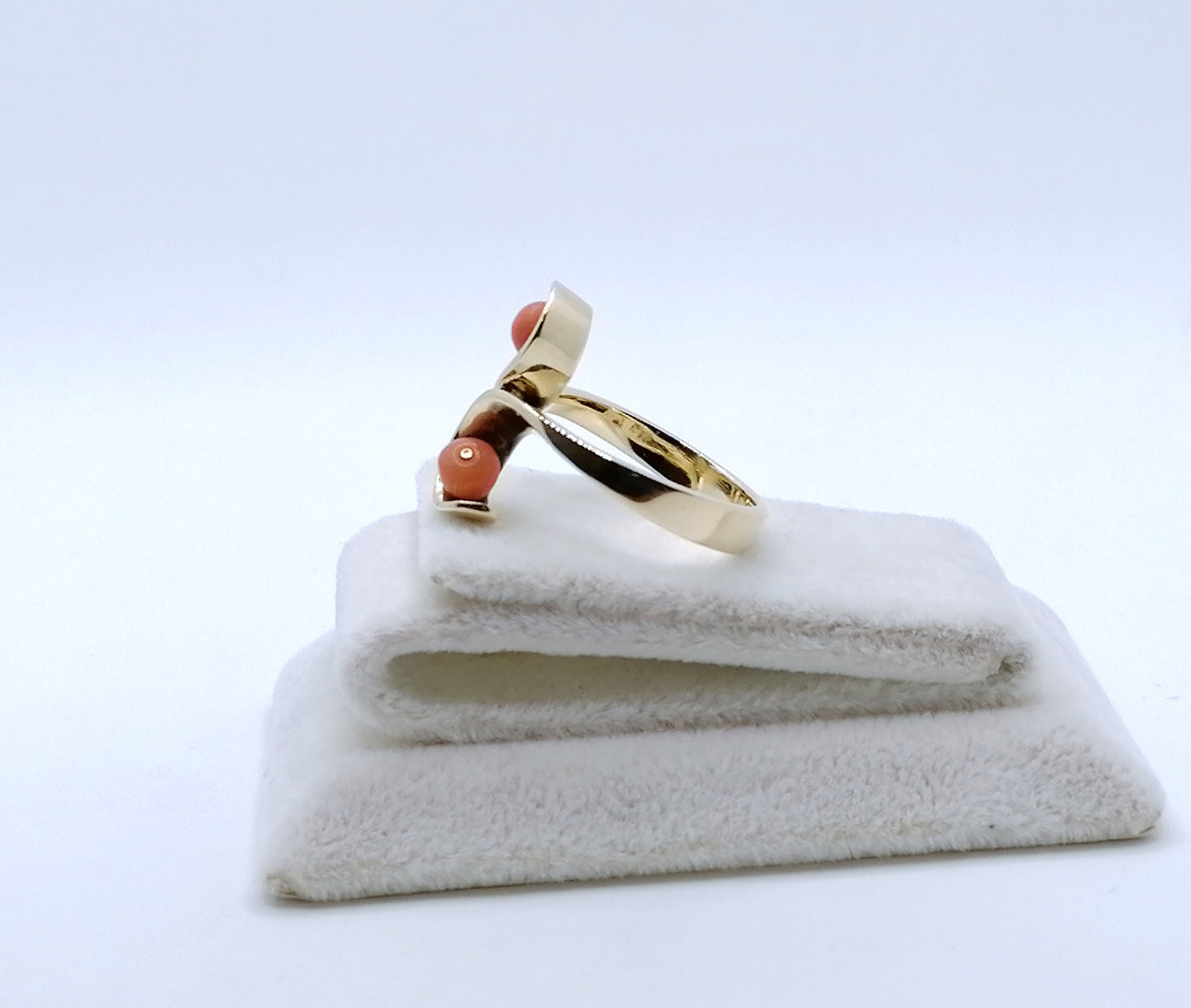Ring Gold 585er Damenring mit Korallen Perlen Gr. 53