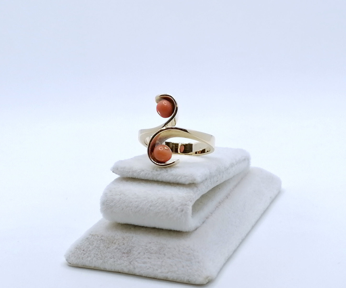 Ring Gold 585er Damenring mit Korallen Perlen Gr. 53