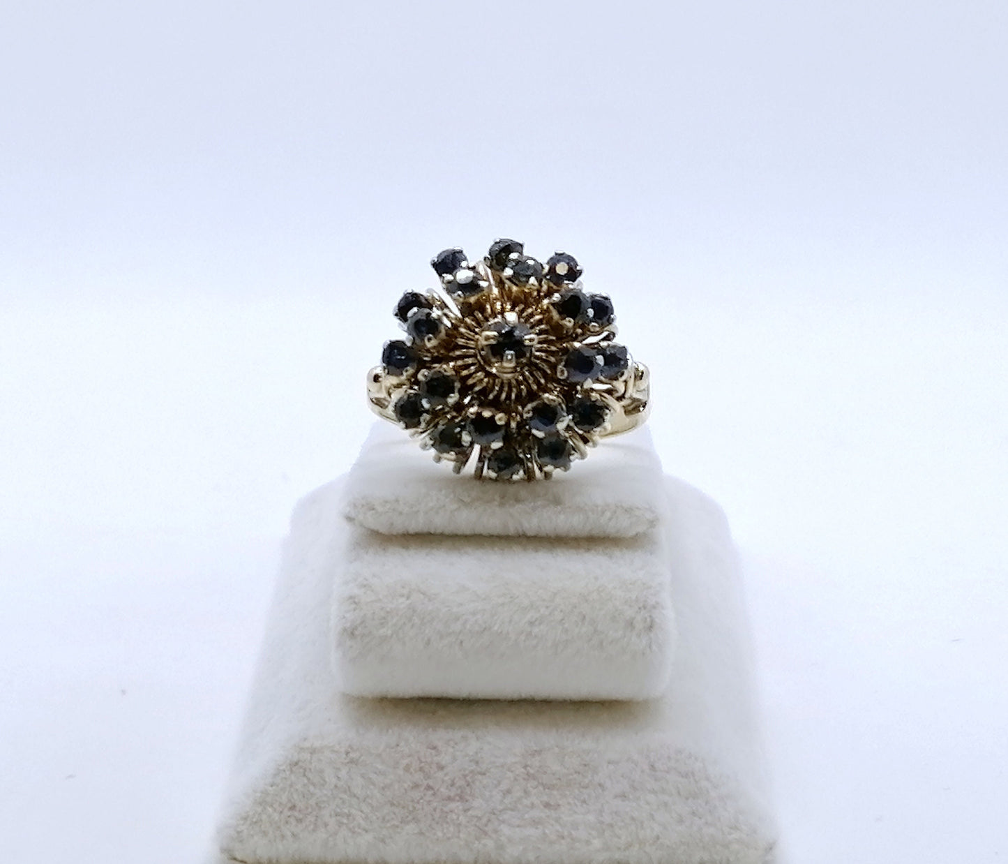 Ring Gold 585er mit Saphiren Vintage cocktail Goldring Gr. 58