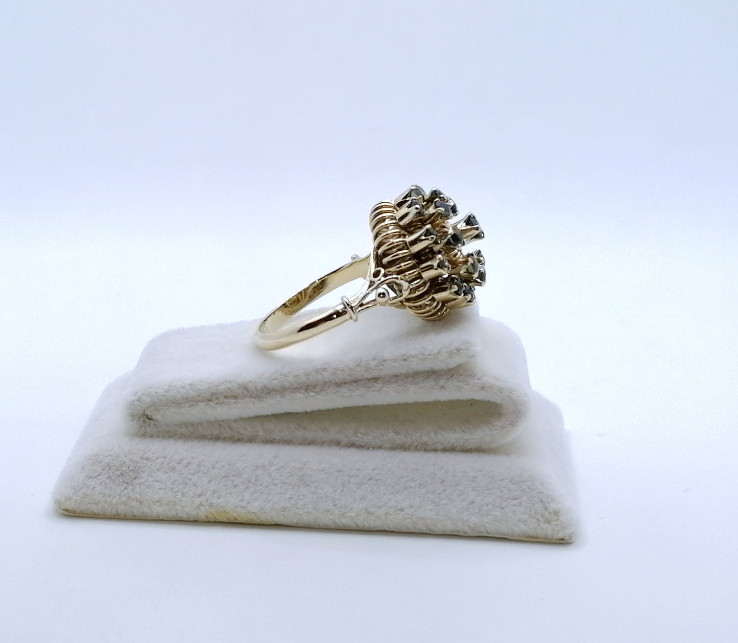 Ring Gold 585er mit Saphiren Vintage cocktail Goldring Gr. 58