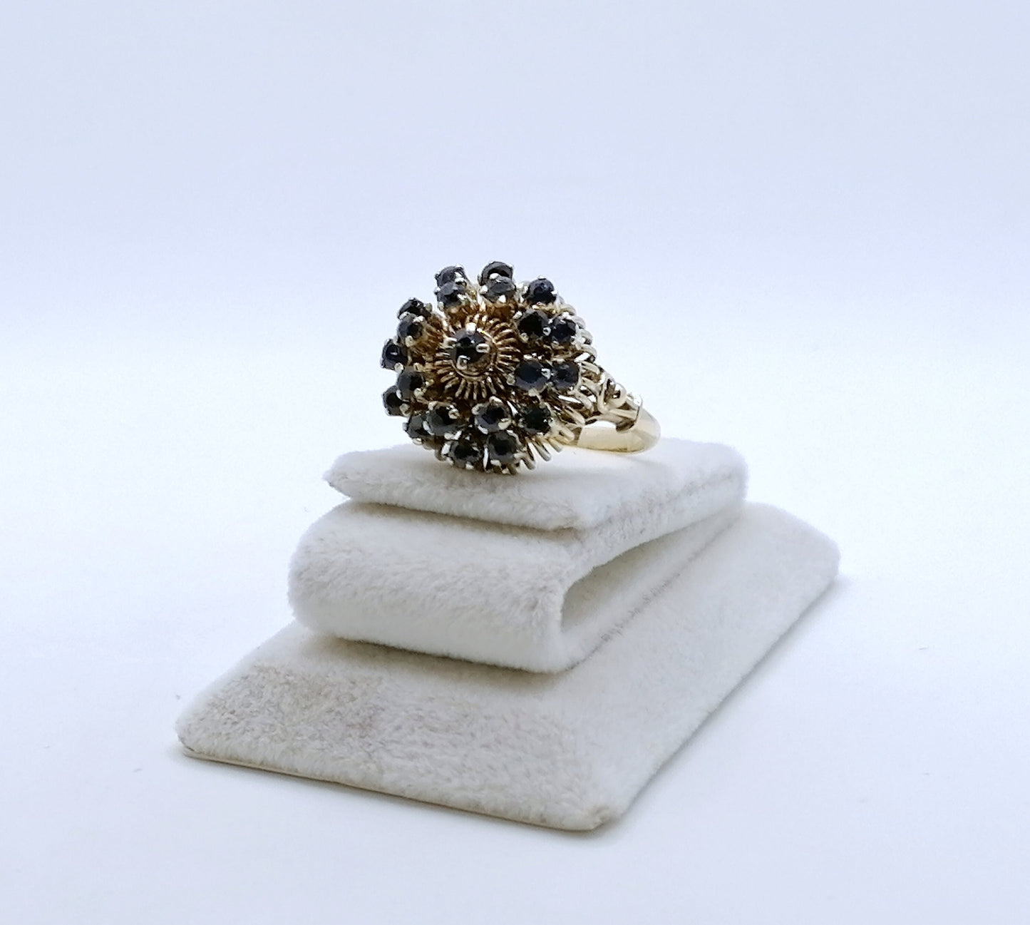 Ring Gold 585er mit Saphiren Vintage cocktail Goldring Gr. 58