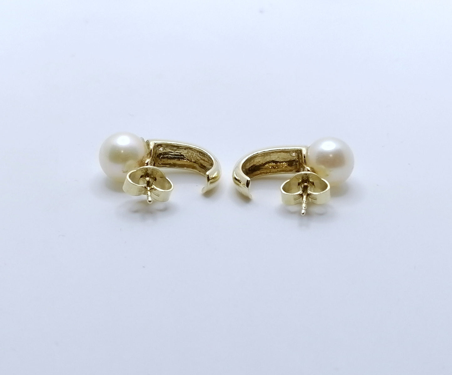 Ohrstecker Gold 585er mit Perle und Diamantsplitter Ohrringe