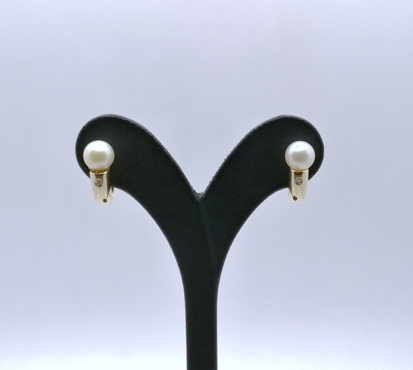 Ohrstecker Gold 585er mit Perle und Diamantsplitter Ohrringe