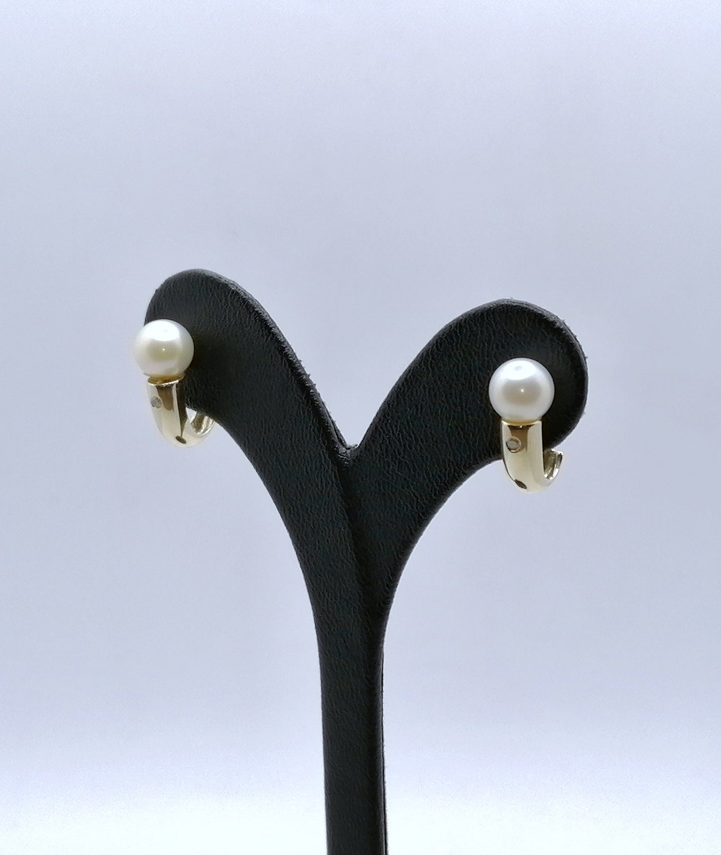 Ohrstecker Gold 585er mit Perle und Diamantsplitter Ohrringe