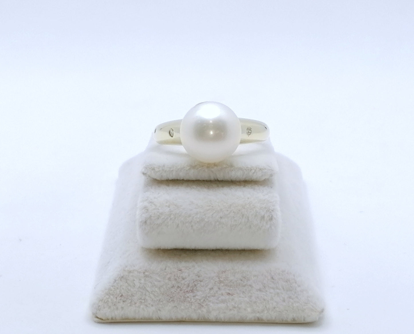 Ring Gold 585er mit Perle und Diamantsplitter Gr. 57