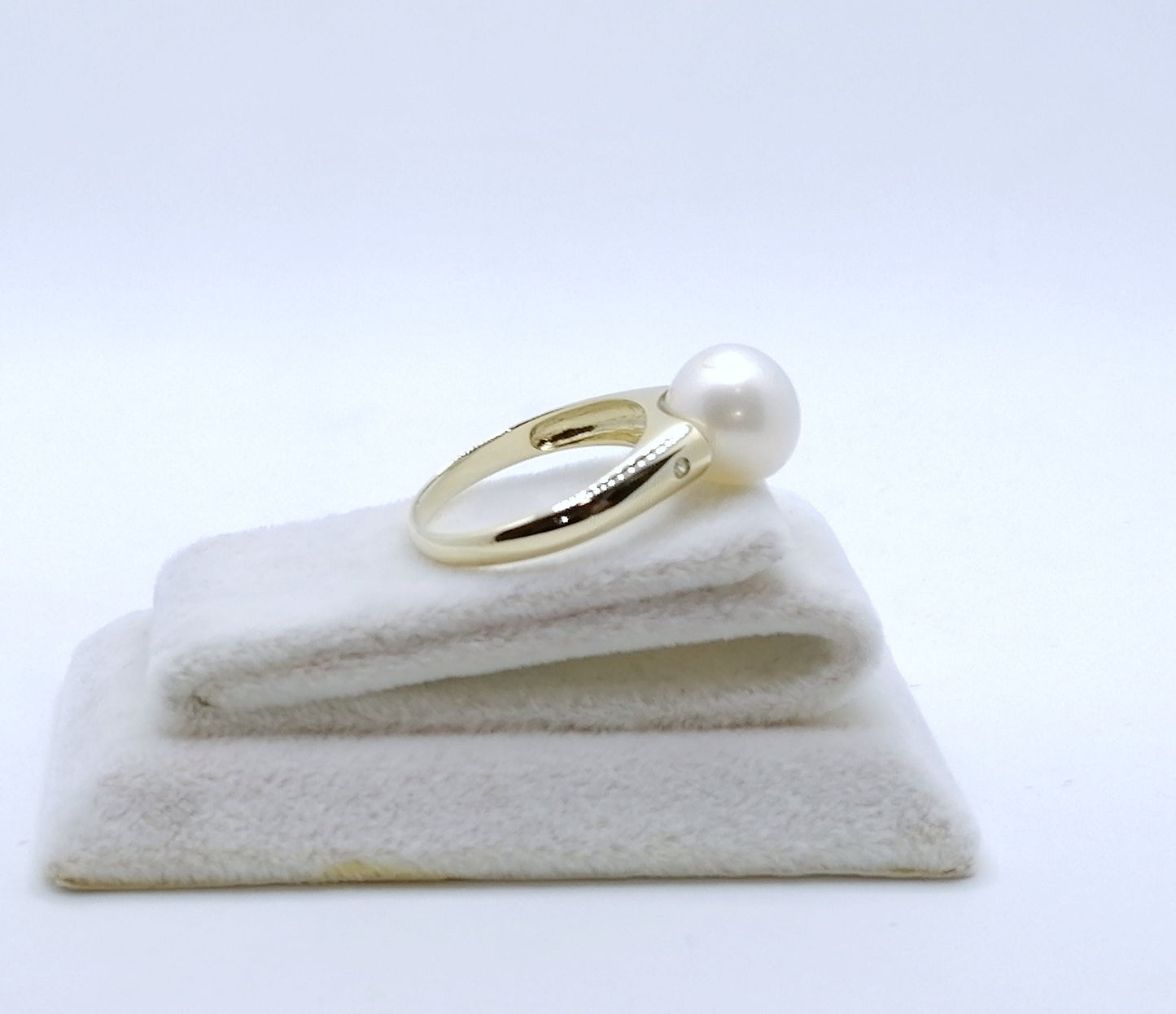 Ring Gold 585er mit Perle und Diamantsplitter Gr. 57