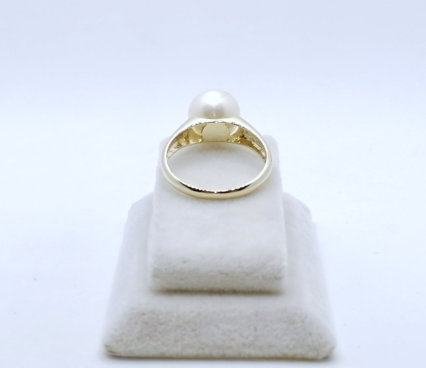 Ring Gold 585er mit Perle und Diamantsplitter Gr. 57
