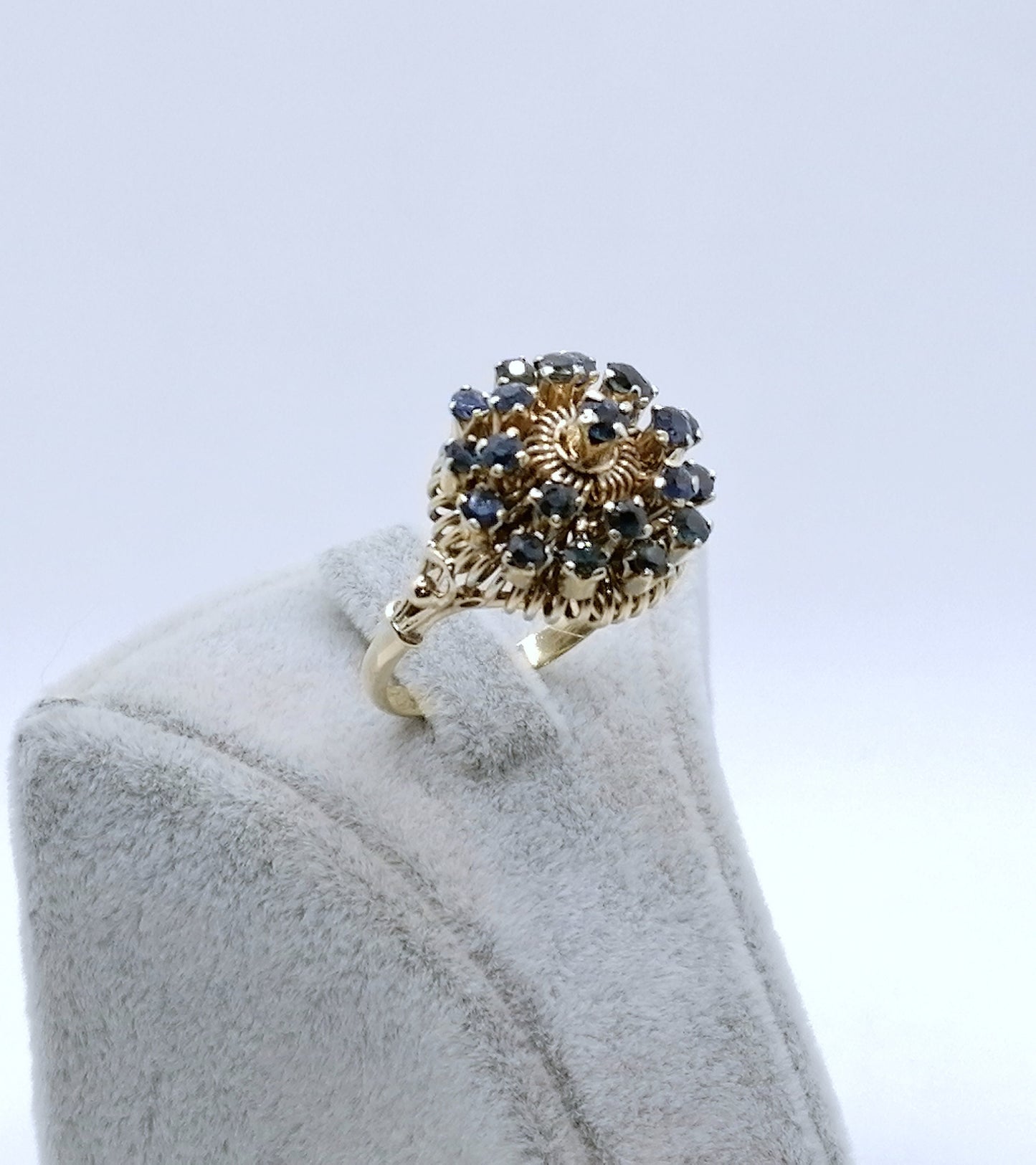 Ring Gold 585er mit Saphiren Vintage cocktail Goldring Gr. 58