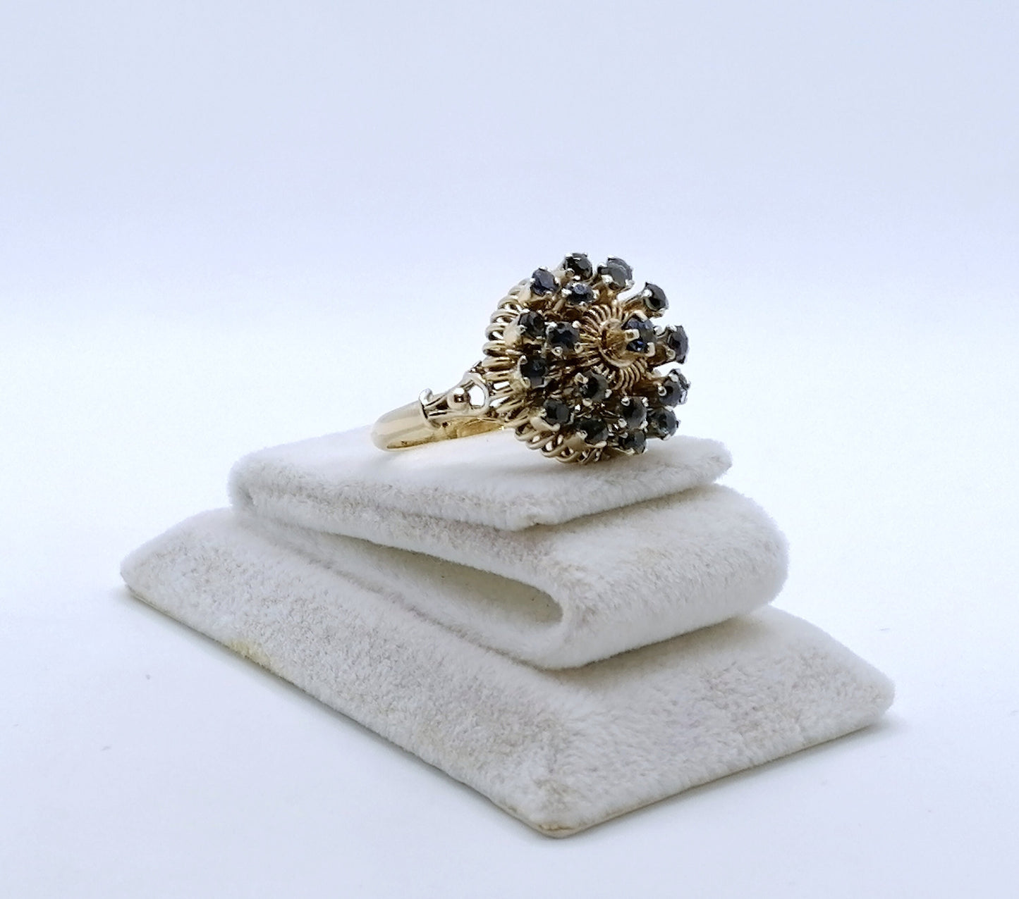 Ring Gold 585er mit Saphiren Vintage cocktail Goldring Gr. 58