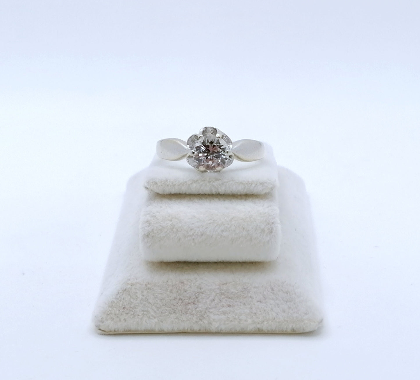 Ring Weißgold 585er Zirkonia Solitär Vintage Goldring Gr. 55