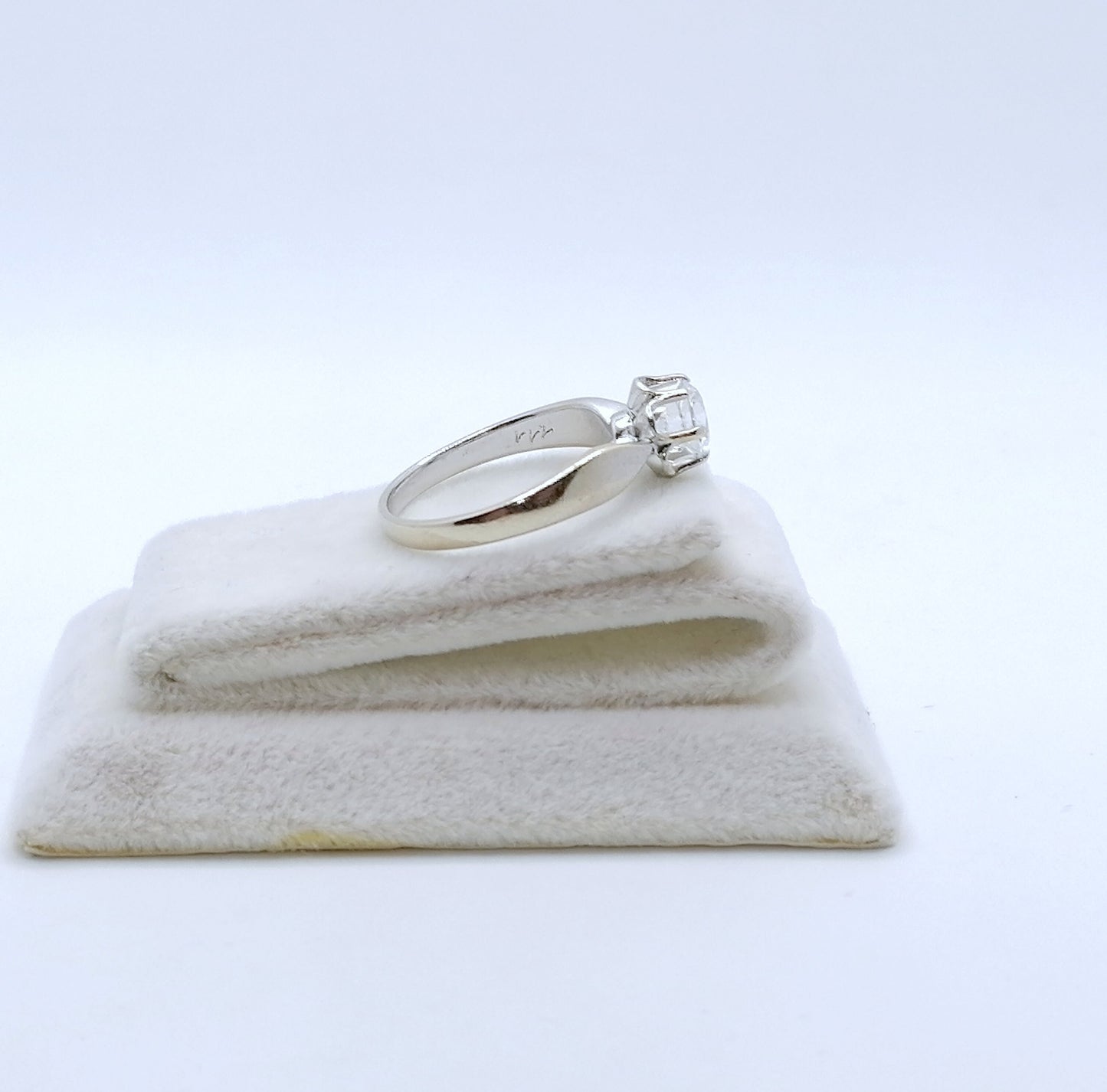 Ring Weißgold 585er Zirkonia Solitär Vintage Goldring Gr. 55
