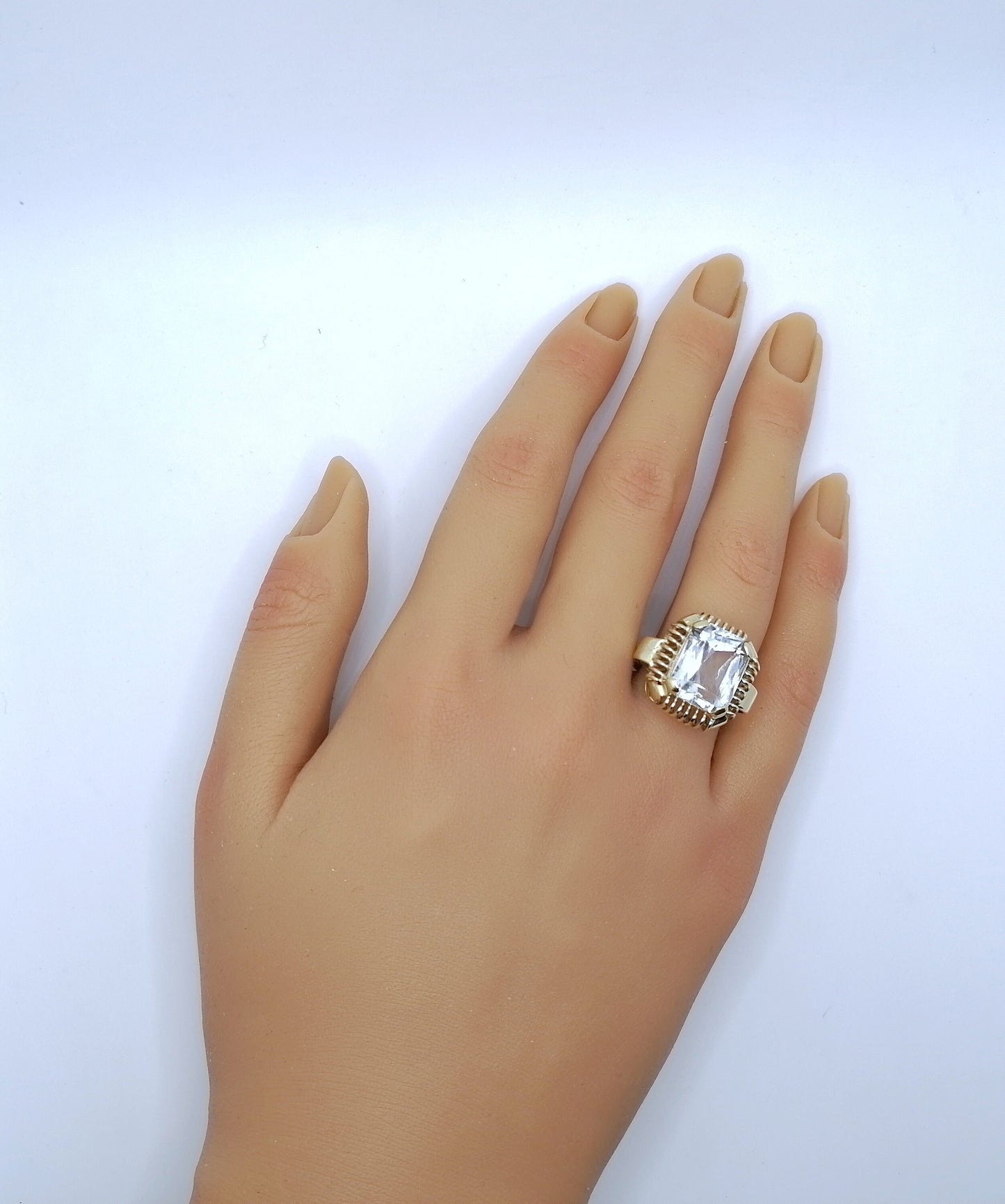 Ring Gold 585er mit blau Topas Vintage Goldring Gr. 57