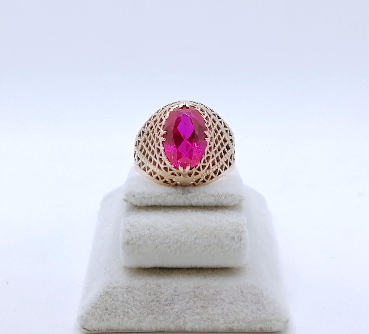 Ring Rotgold 583er Sowjet UdSSR Goldring mit Rubin Gr. 55