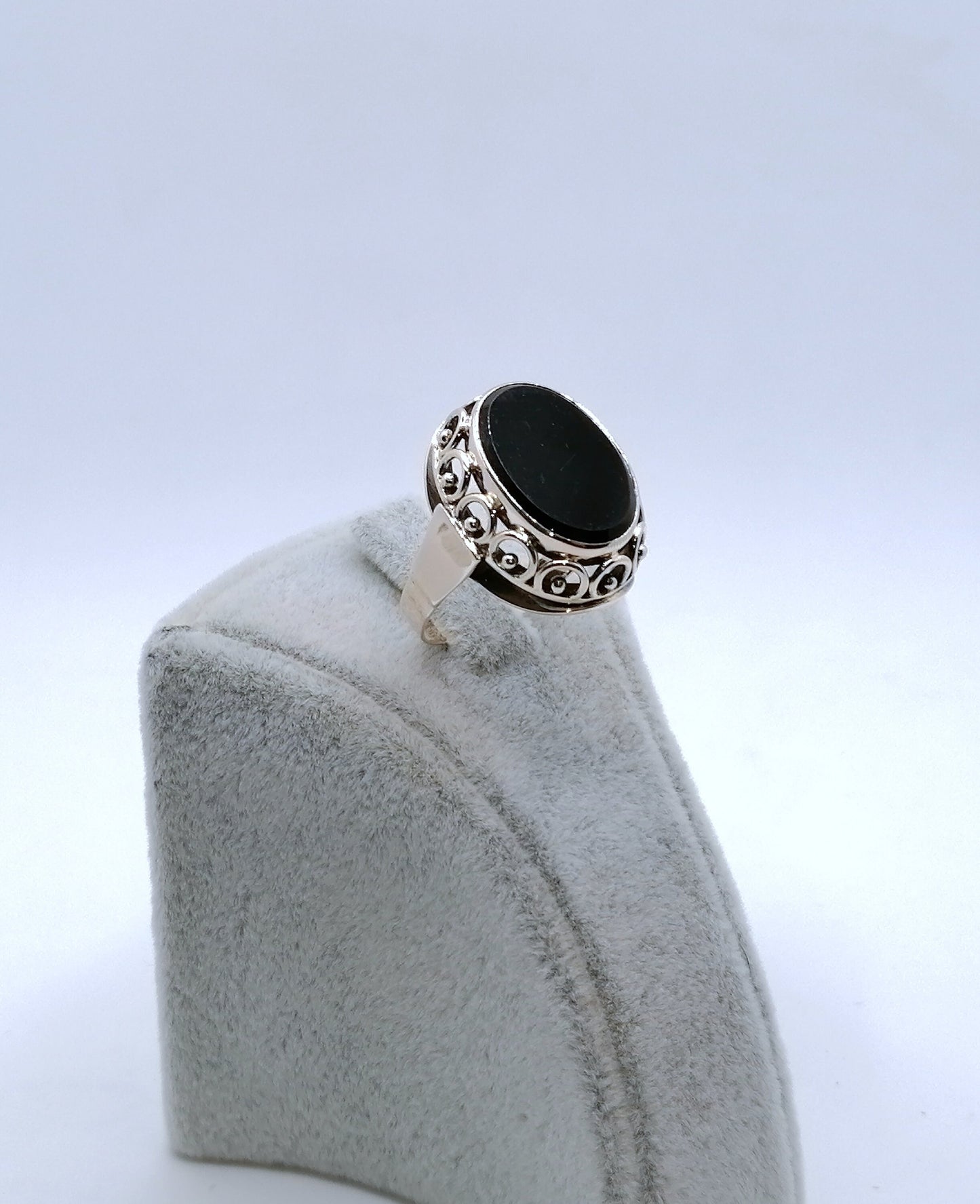 Ring Rotgold mit Onyx Stein Siegelring Goldring Gr. 58