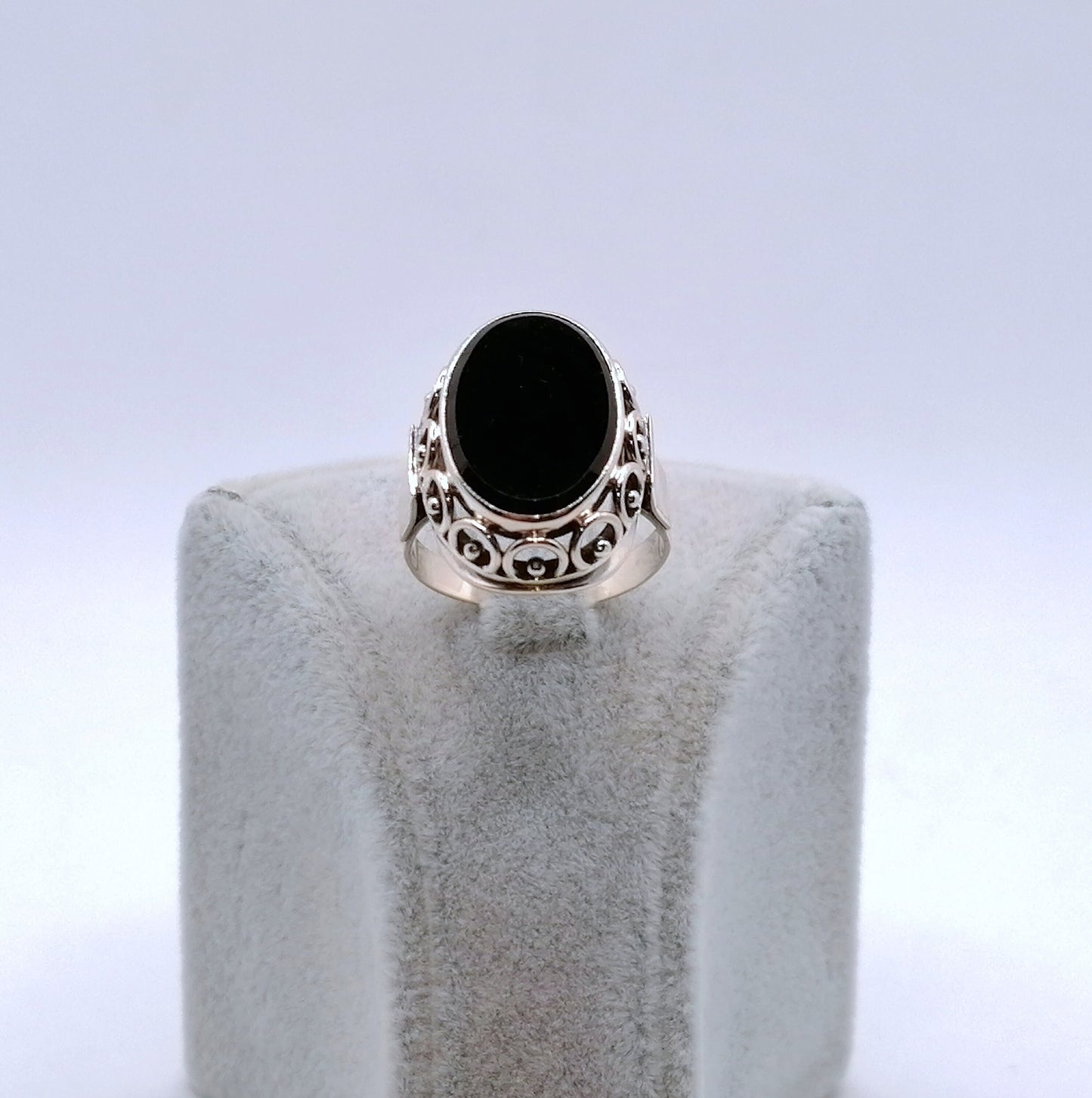 Ring Rotgold mit Onyx Stein Siegelring Goldring Gr. 58