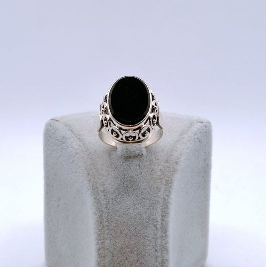 Ring Rotgold mit Onyx Stein Siegelring Goldring Gr. 58
