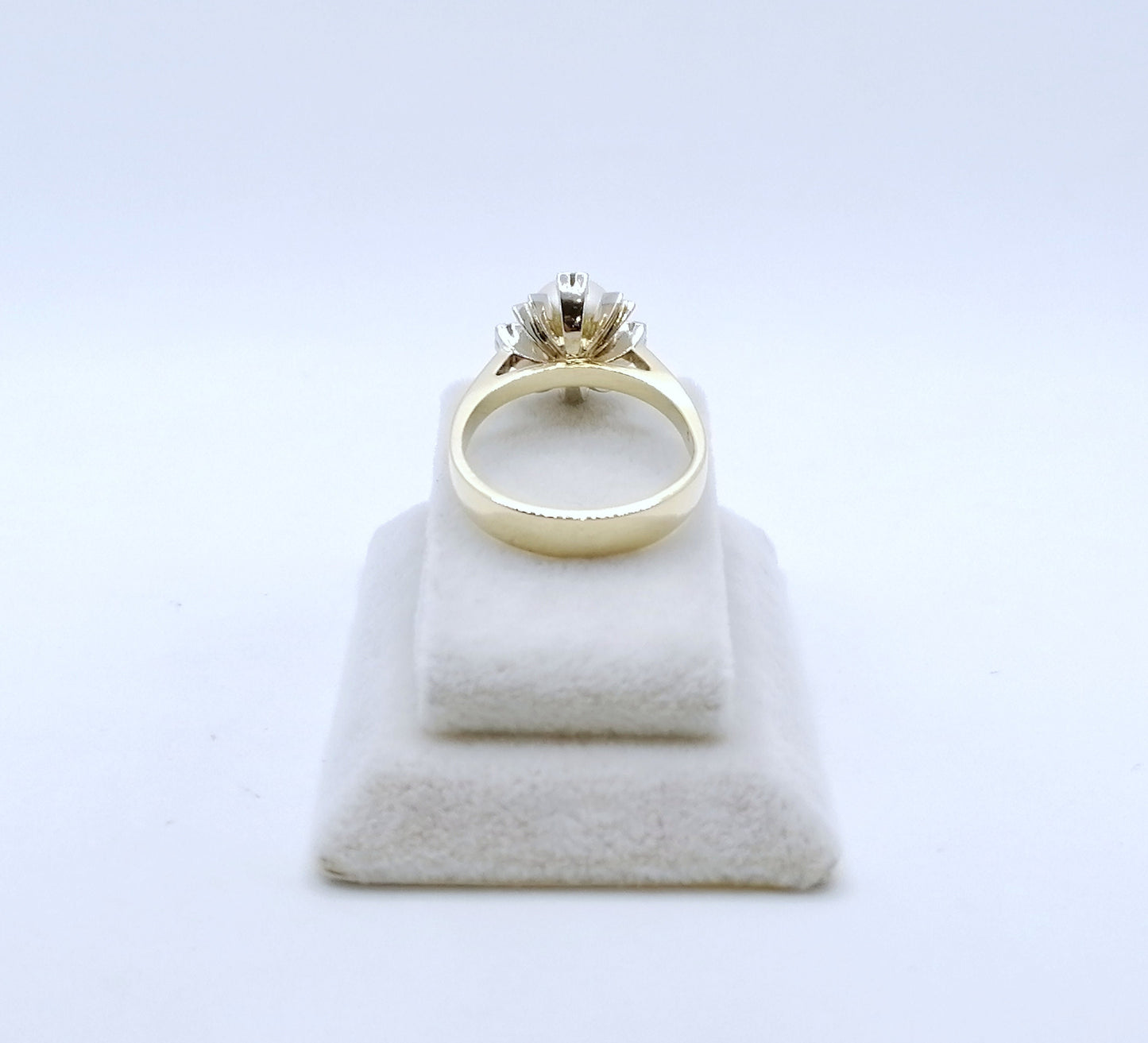 Ring Gold 585er mit Perle und Diamanten Damenring Perlenring Gr. 58