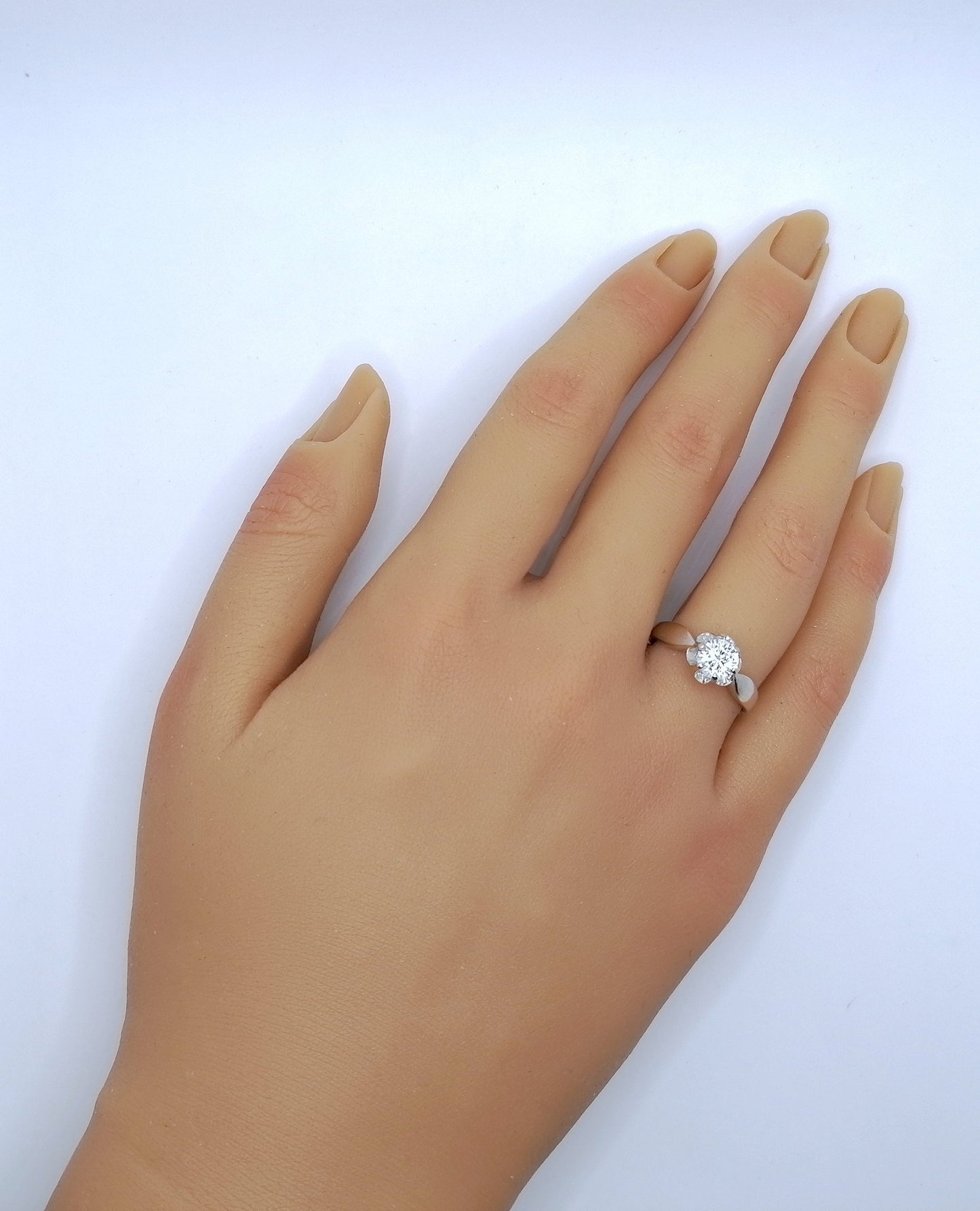 Ring Weißgold 585er Zirkonia Solitär Vintage Goldring Gr. 55