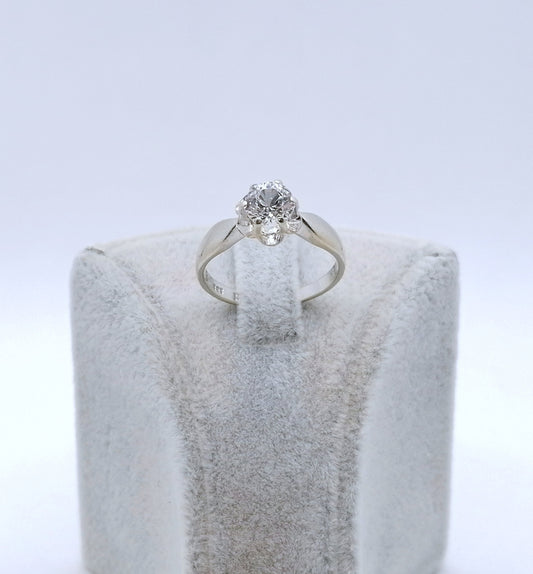 Ring Weißgold 585er Zirkonia Solitär Vintage Goldring Gr. 55