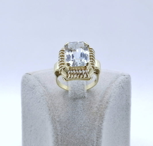 Ring Gold 585er mit blau Topas Vintage Goldring Gr. 57