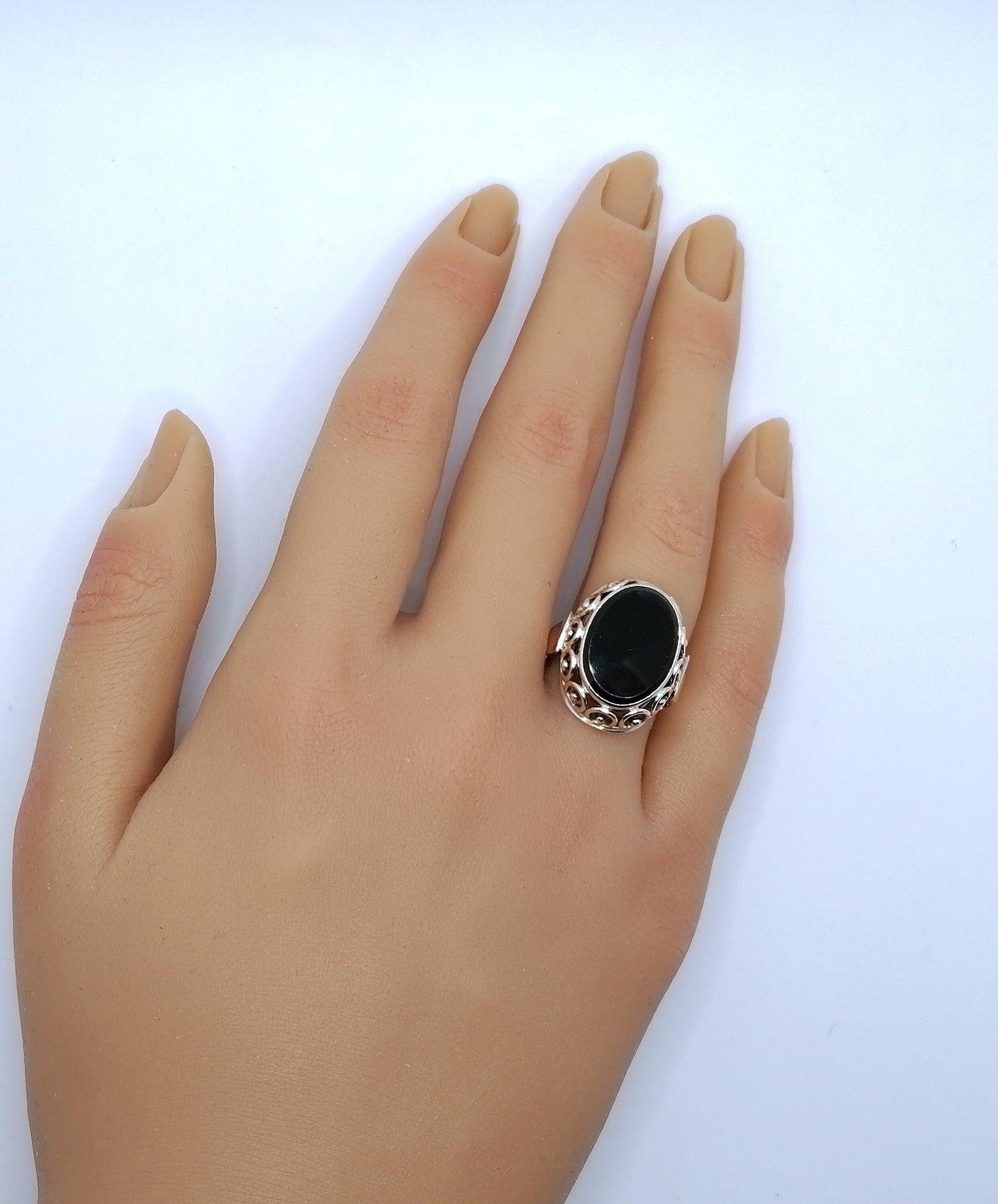 Ring Rotgold mit Onyx Stein Siegelring Goldring Gr. 58