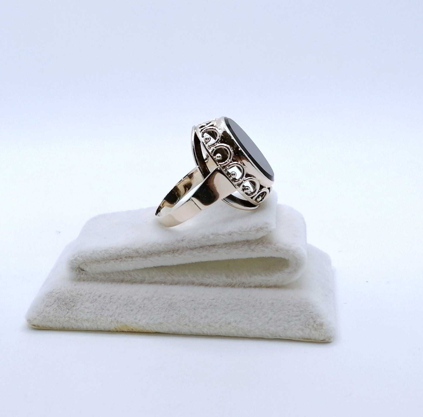Ring Rotgold mit Onyx Stein Siegelring Goldring Gr. 58