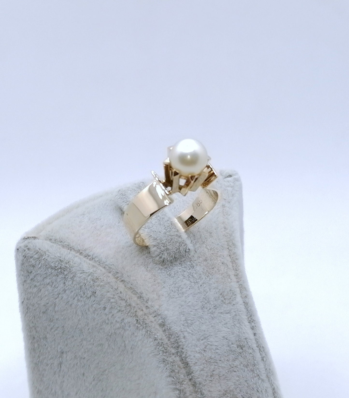 Ring Gold 585er mit Perle Damenring Perlenring Gr. 57