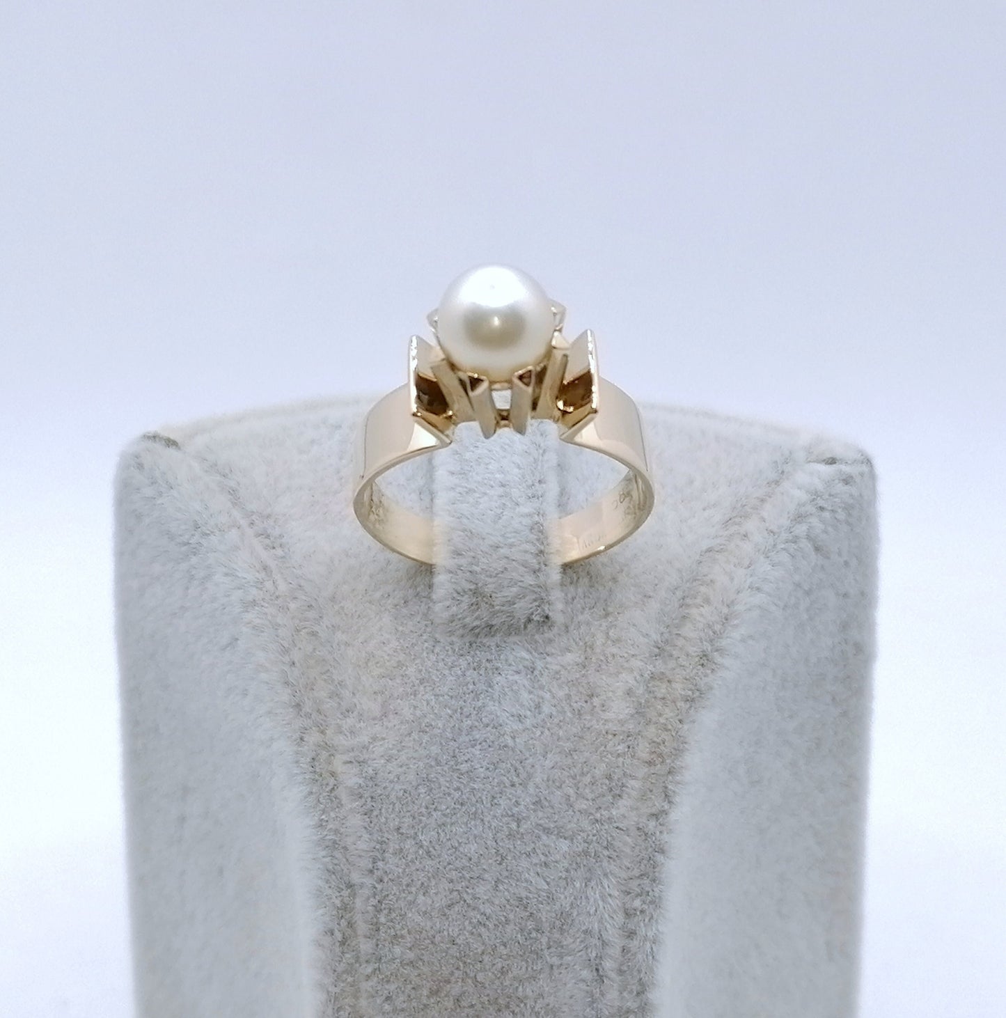 Ring Gold 585er mit Perle Damenring Perlenring Gr. 57