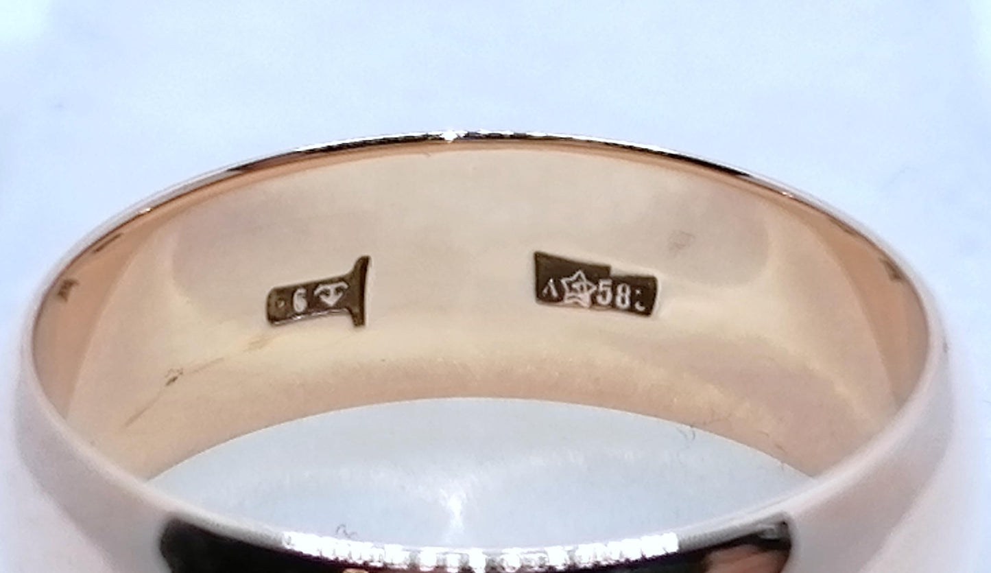 Ring UdSSR Sowjet Rotgold 583er Bandring