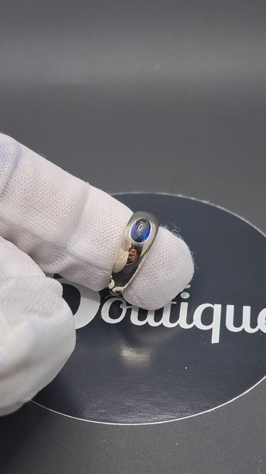 Weißgold Damenring mit Saphir Cabochon