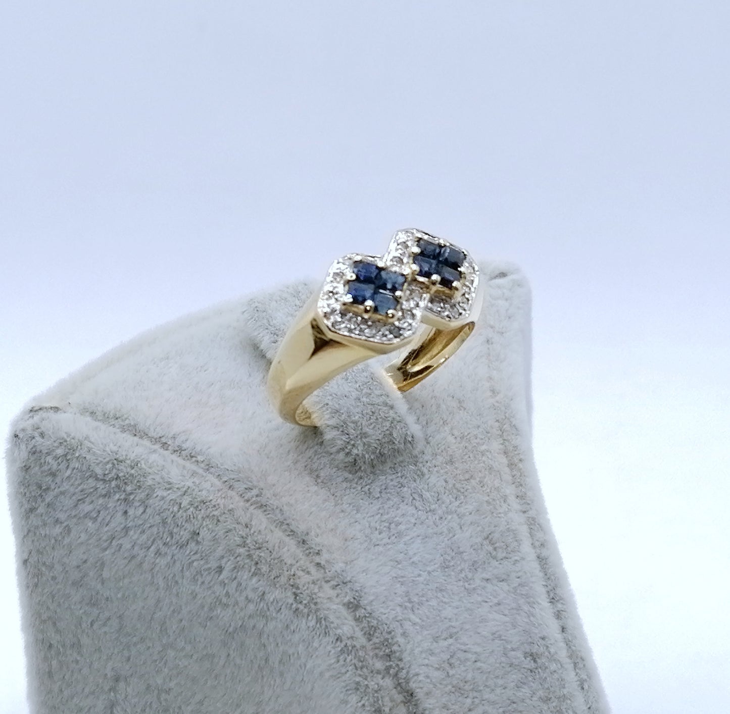 Ring Gold 750er mit Saphiren und Diamanten Gr. 53