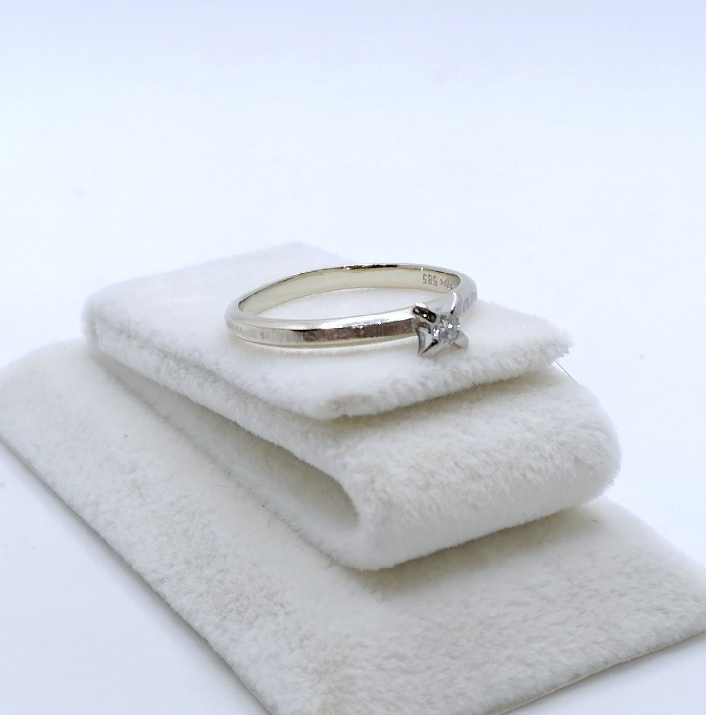 Ring Weißgold 585er mit 0,05ct Brillant Solitär Goldring Gr. 55