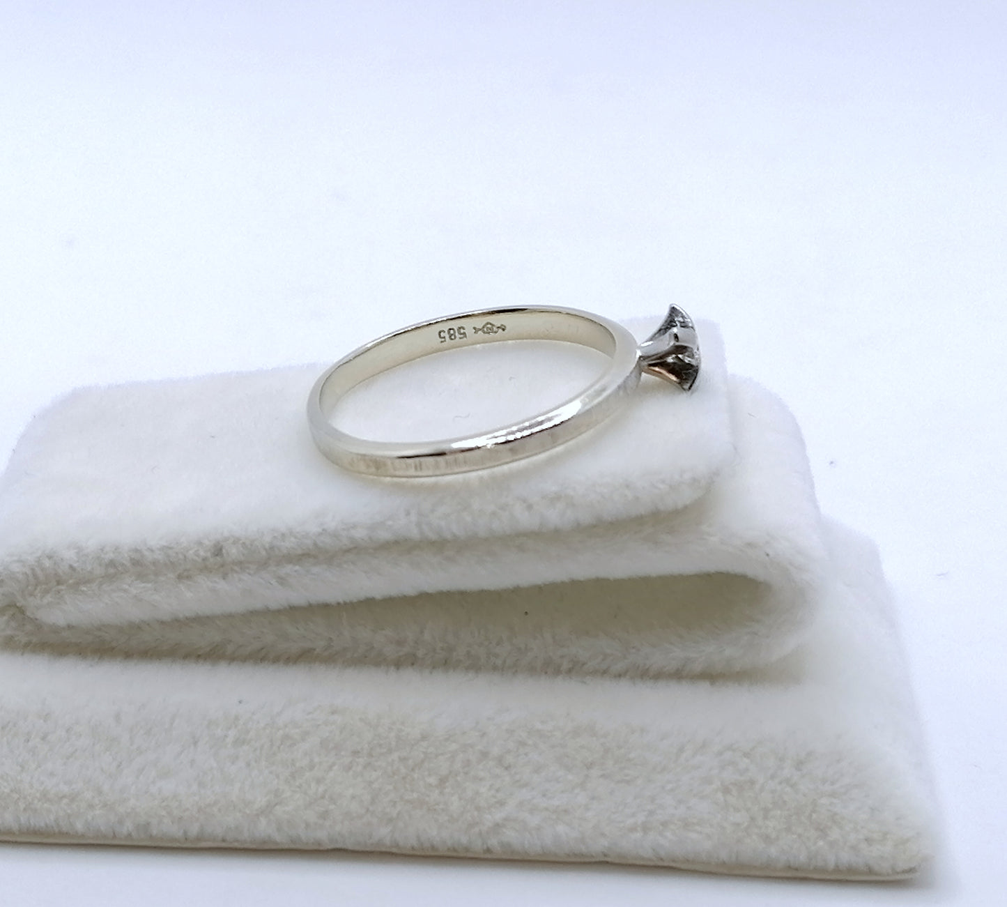 Ring Weißgold 585er mit 0,05ct Brillant Solitär Goldring Gr. 55