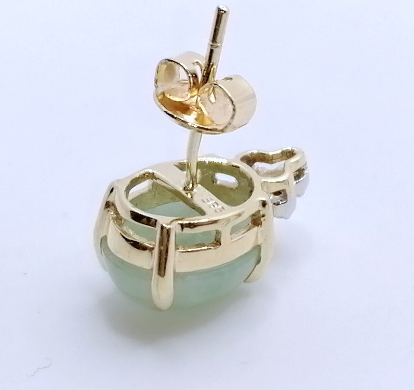 Ohrstecker Gold 585er mit Jade und Diamanten