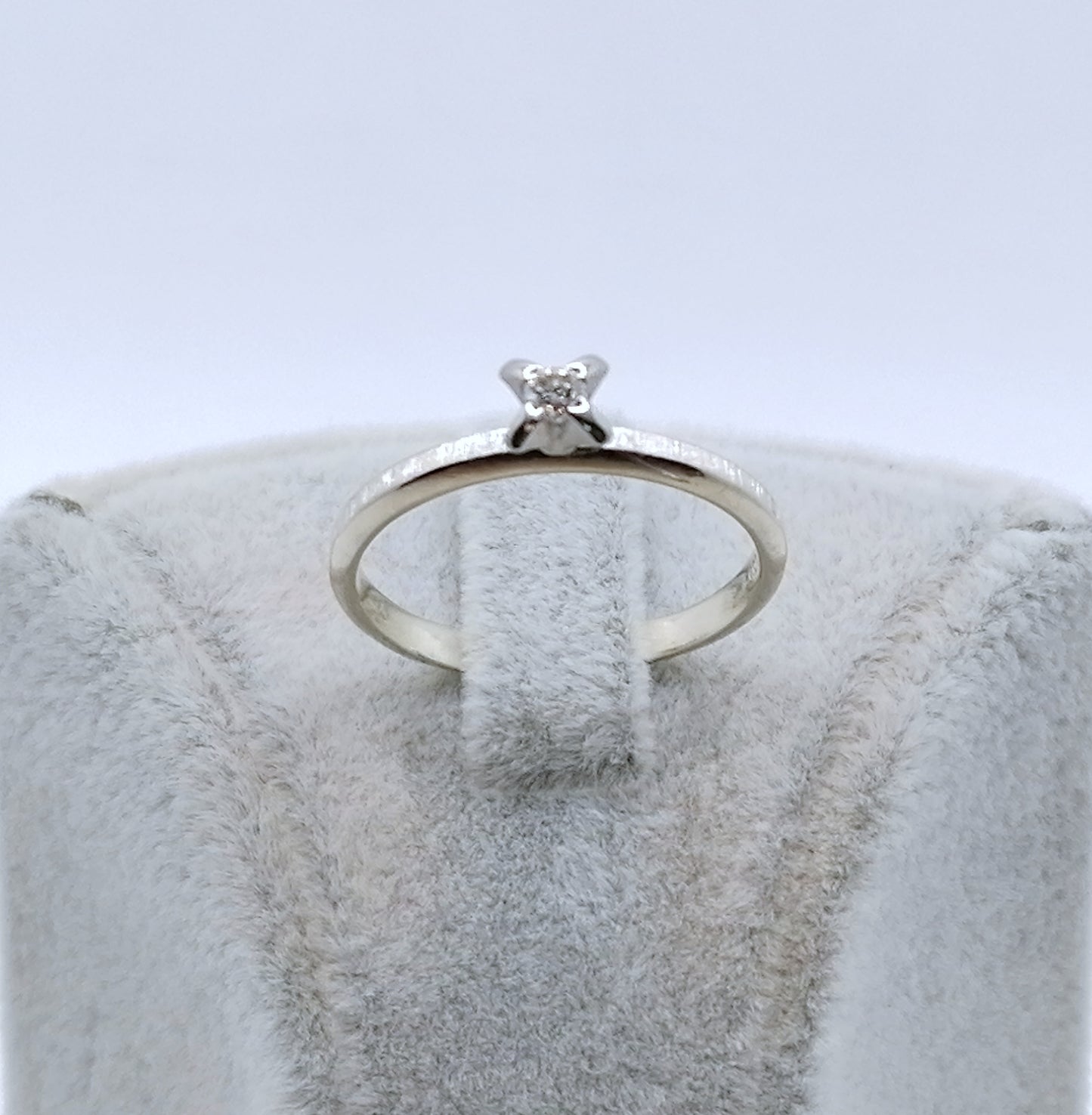 Ring Weißgold 585er mit 0,05ct Brillant Solitär Goldring Gr. 55