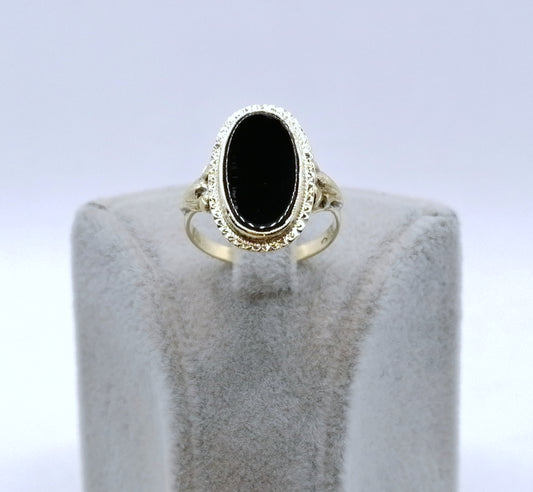 Ring Gold 585er mit Onyx Stein Vintage Gr. 60
