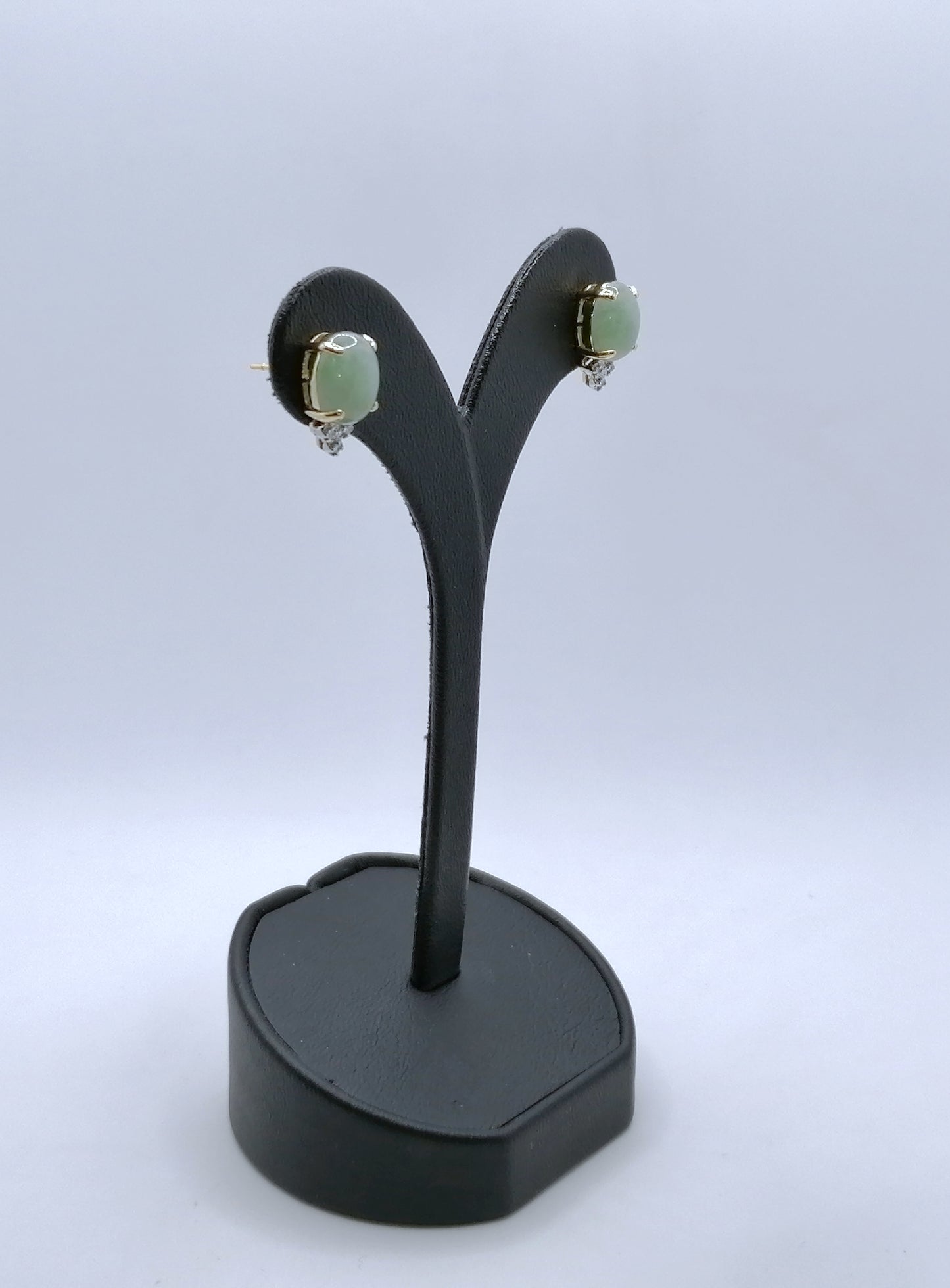 Ohrstecker Gold 585er mit Jade und Diamanten