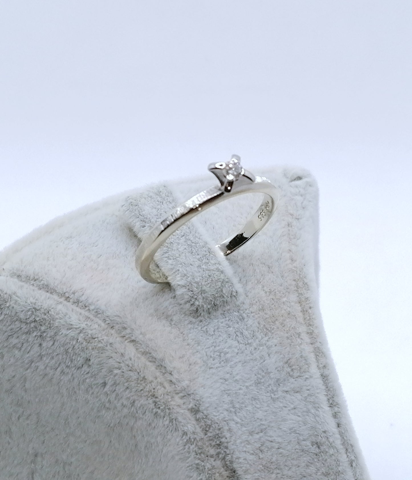 Ring Weißgold 585er mit 0,05ct Brillant Solitär Goldring Gr. 55