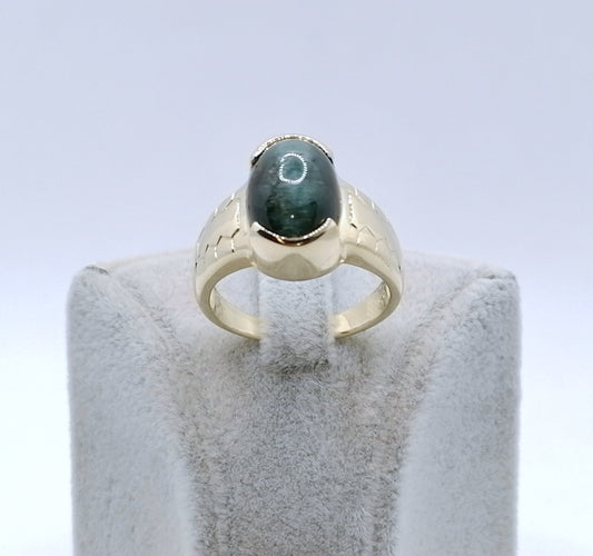 Ring Gold 375er mit Tourmalin Cabochon Gr. 63