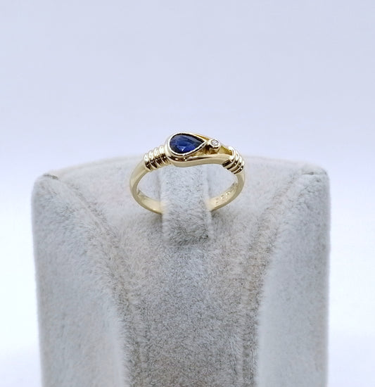 Ring Gold 750er mit Saphir und Diamant Gr. 53
