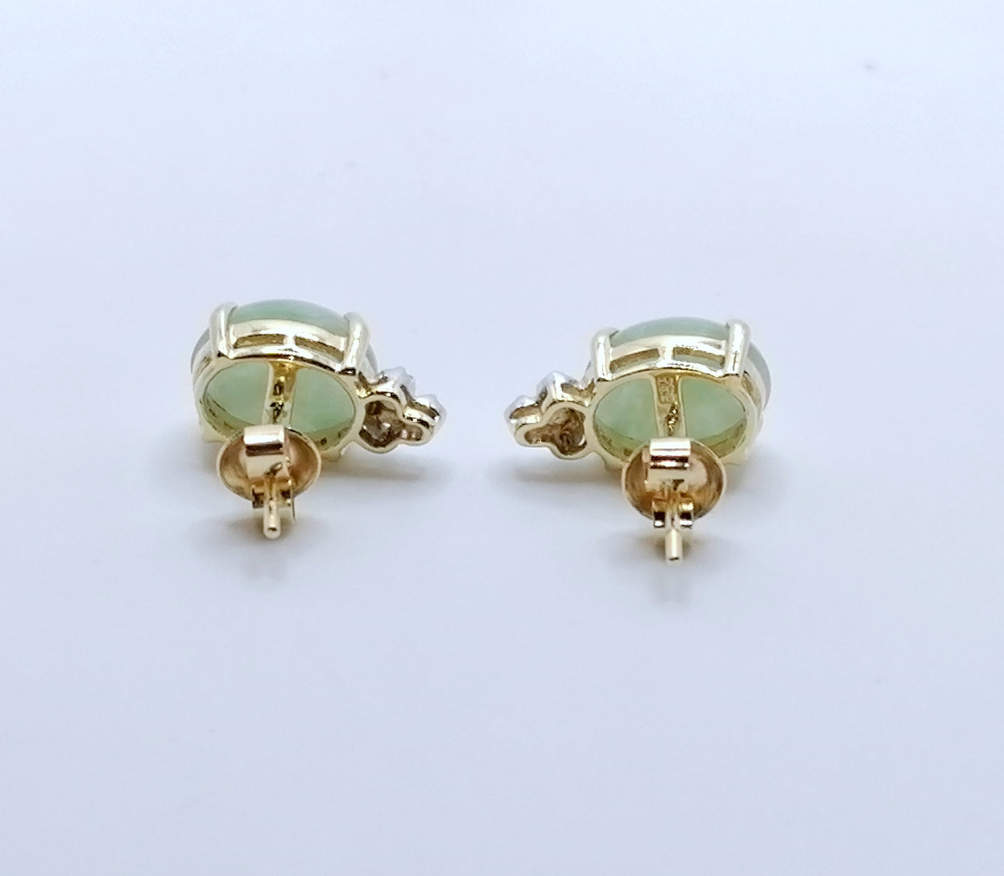 Ohrstecker Gold 585er mit Jade und Diamanten