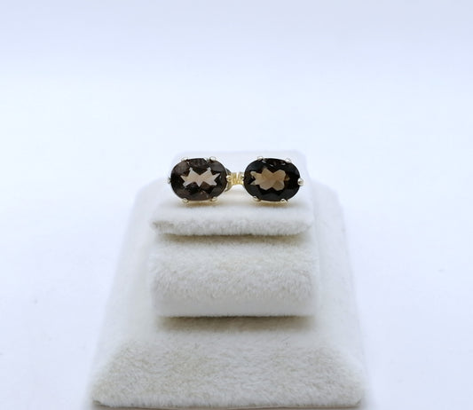 Vintage Ohrstecker Gold 333er mit Rauchquarz