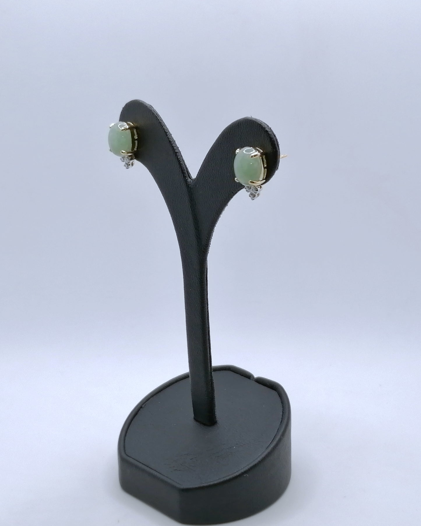 Ohrstecker Gold 585er mit Jade und Diamanten