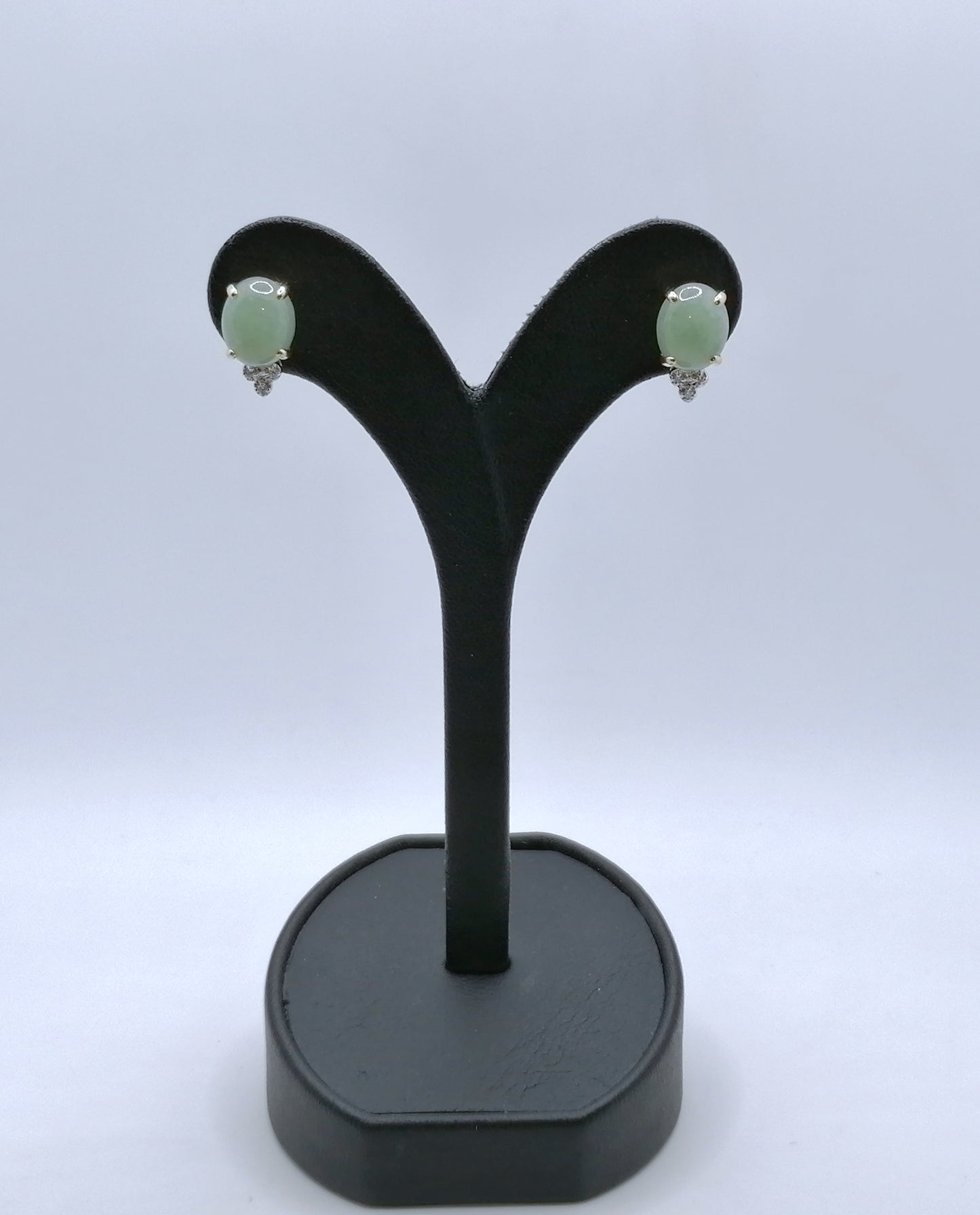 Ohrstecker Gold 585er mit Jade und Diamanten