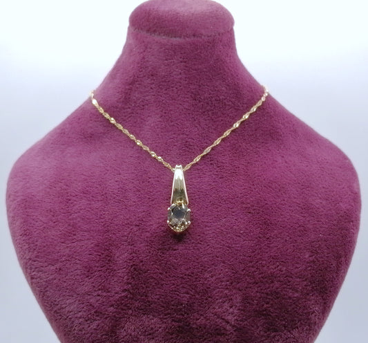 Halskette Gold 333 mit Rauchquarz Anhänger