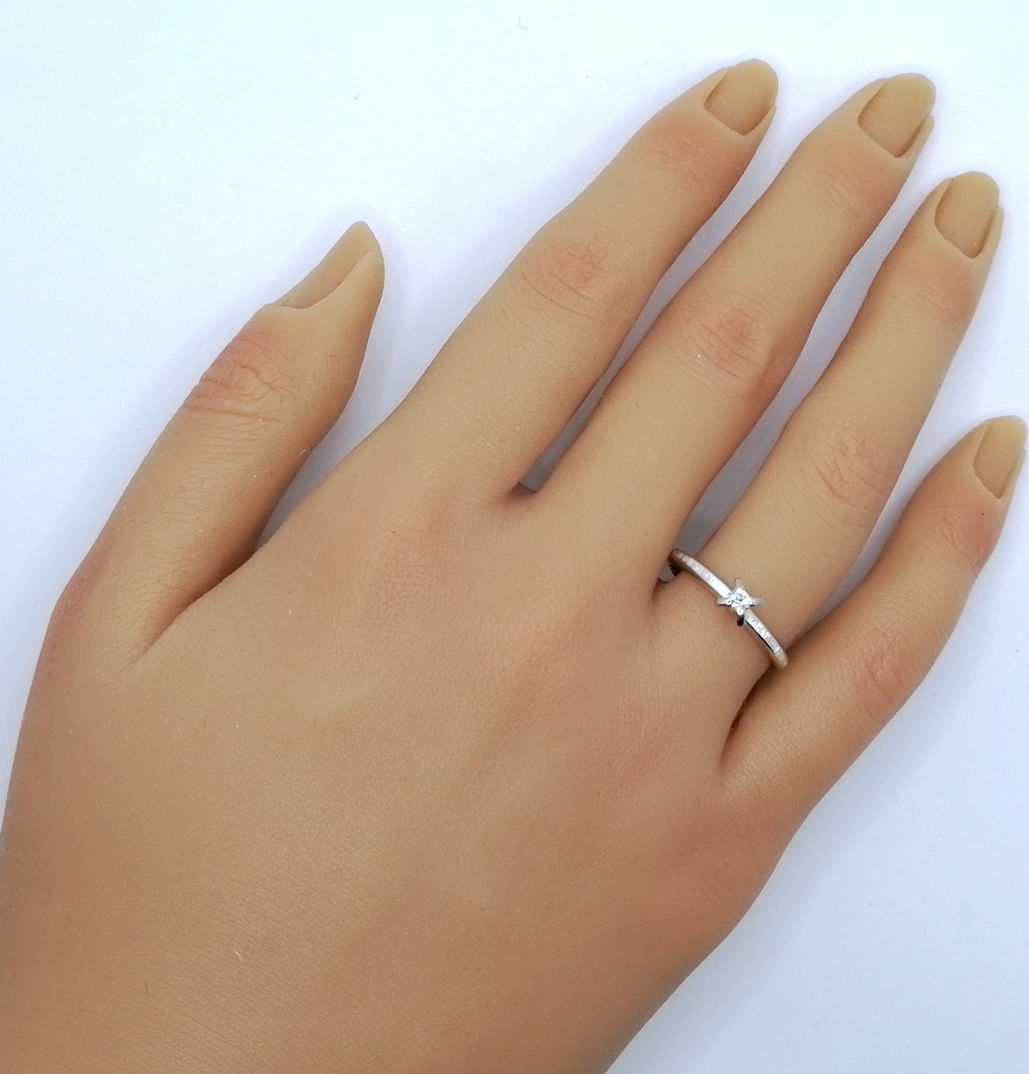 Ring Weißgold 585er mit 0,05ct Brillant Solitär Goldring Gr. 55