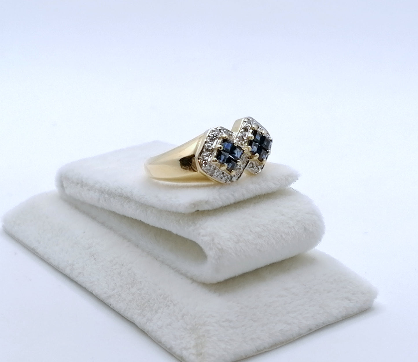 Ring Gold 750er mit Saphiren und Diamanten Gr. 53