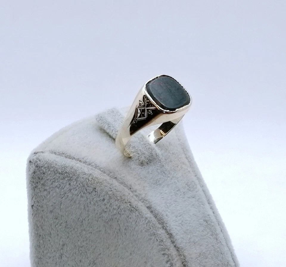 Vintage Ring Gold 585er Siegelring mit Heliotrop Gr. 66