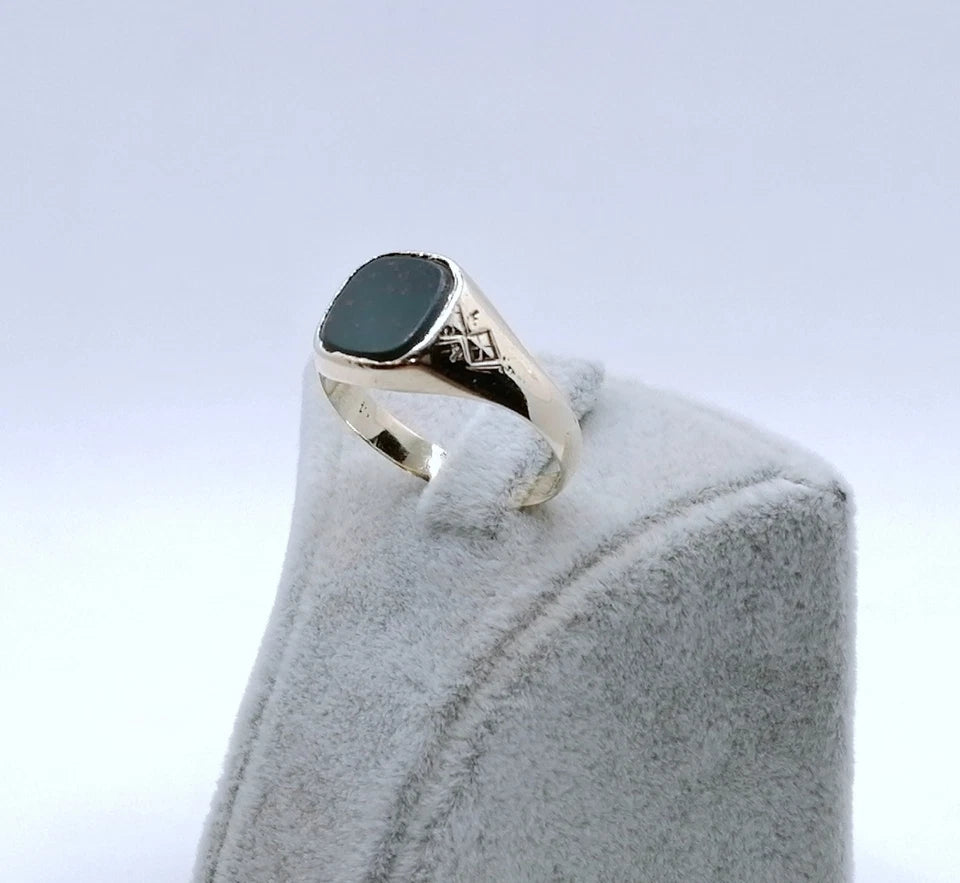 Vintage Ring Gold 585er Siegelring mit Heliotrop Gr. 66