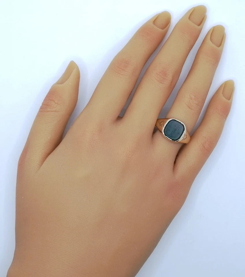 Vintage Ring Gold 585er Siegelring mit Heliotrop Gr. 66